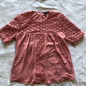 Blush/ Rose Pink Ann Taylor Lace Blouse